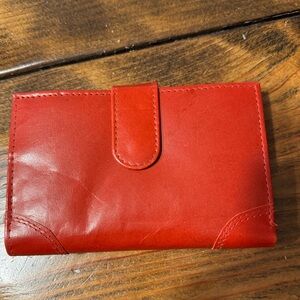 DIFRWear RDFI Red Leather Wallet Snap Tab Closure Organizational Slips & Slots